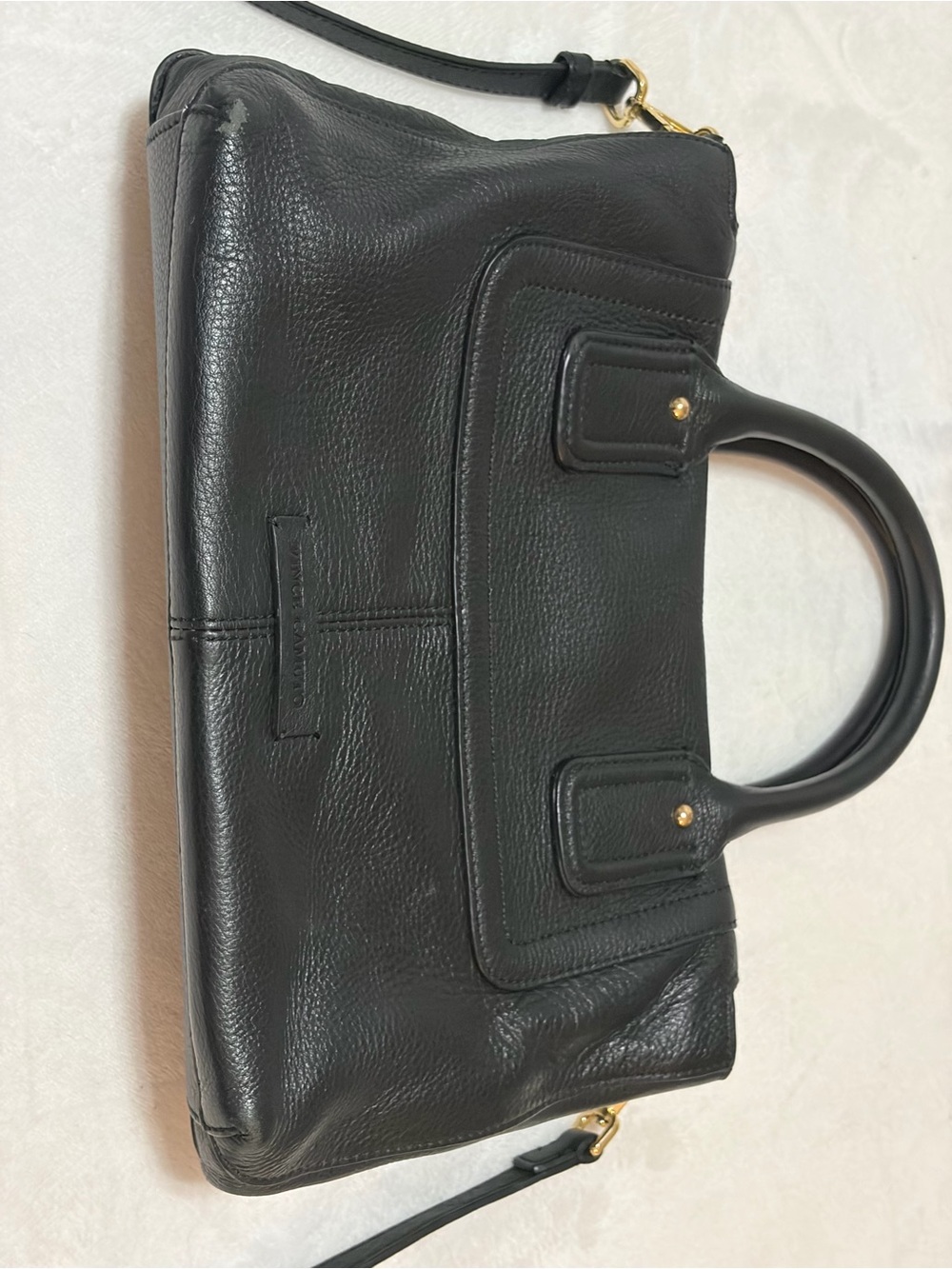 Vince Camuto Black Pebbled Leather Top-Handle Satchel with Stud Trim - Picture 4 of 8